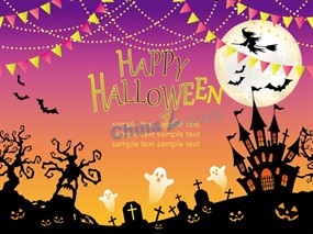 万圣节庆祝海报设计矢量